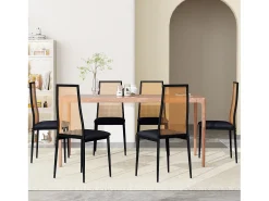 Juego de 2 sillas de comedor de ratán, sillas auxiliares de madera, sillas de comedor, color negro