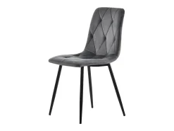 Juego de 4 sillas de comedor - Sillas con respaldo de sarga acolchado y patas de metal - terciopelo gris