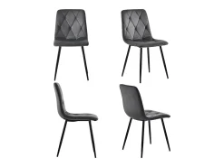 Juego de 4 sillas de comedor - Sillas con respaldo de sarga acolchado y patas de metal - terciopelo gris