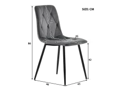 Juego de 4 sillas de comedor - Sillas con respaldo de sarga acolchado y patas de metal - terciopelo gris