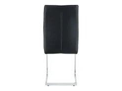Juego de 4 sillas de comedor con patas de metal plateadas y piel sintética negra.