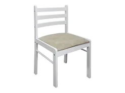 Juego de 4 Sillas de comedor madera maciza caucho terciopelo blanco ES973377