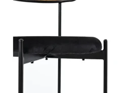 Juego de 4 sillas de comedor de terciopelo y ratán con patas de metal - Negro