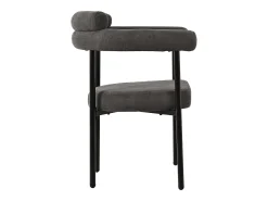 Juego de 4 sillas de comedor gris oscuro - Silla de comedor con respaldo y reposabrazos - ante - patas de metal negro