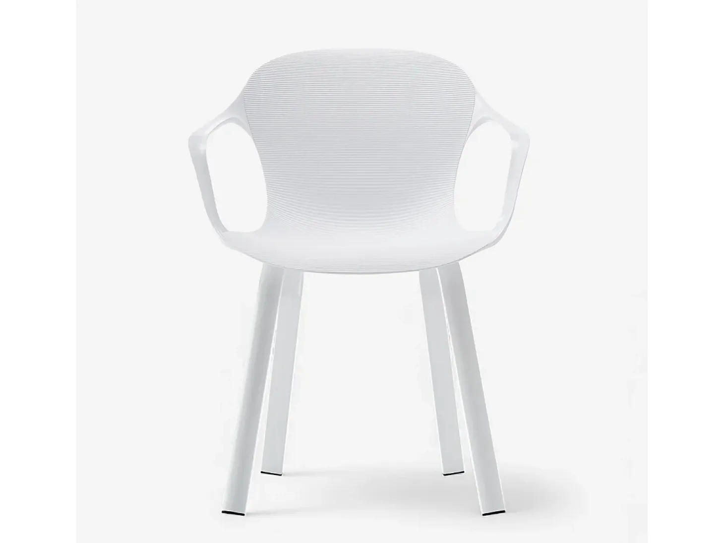 Juego de 4 sillas de comedor con diseño contemporáneo Corto - Blanco
