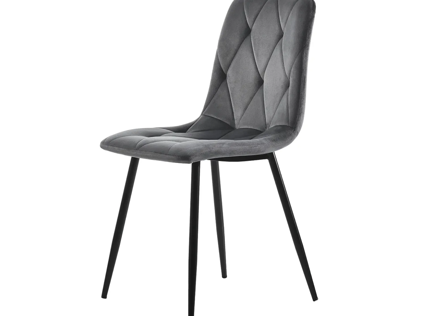 Juego de 4 sillas de comedor - sillas de salón con respaldo - asiento de terciopelo y patas de metal - gris