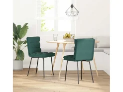 Juego de 2 sillas de comedor de terciopelo verde oscuro