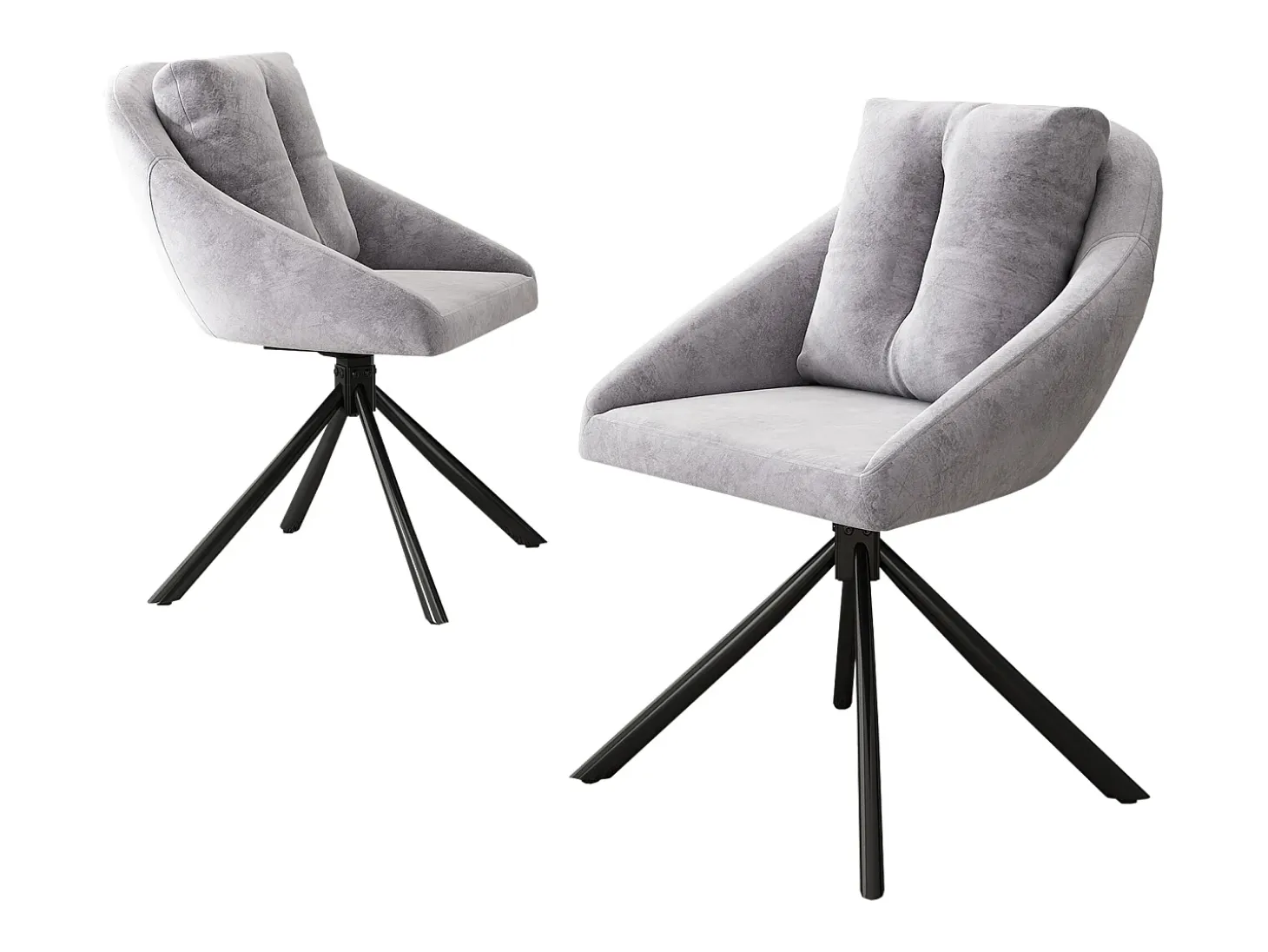 Juego de 2 sillas de comedor de terciopelo - 79 x 51,5 x 51,5 cm - Elegantes y cómodas sillas giratorias - con cojines - Gris