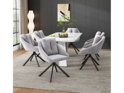 Juego de 2 sillas de comedor de terciopelo - 79 x 51,5 x 51,5 cm - Elegantes y cómodas sillas giratorias - con cojines - Gris