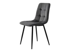 Juego de 4 sillas de comedor - Sillas con respaldo acolchado y patas de metal - terciopelo gris oscuro