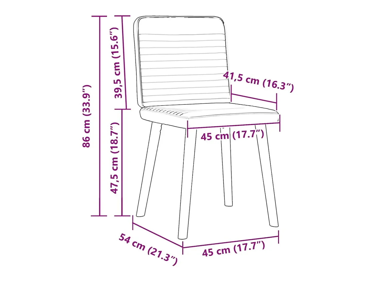 Juego de 4 sillas de comedor de tela negra