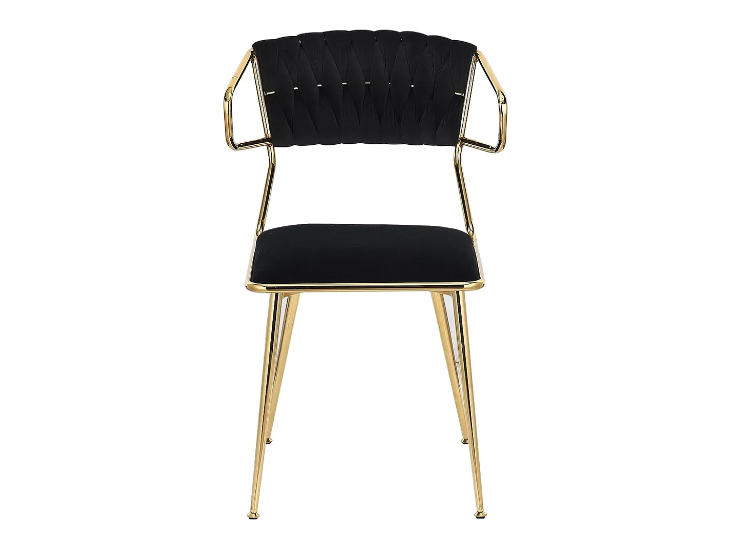Juego de 2 sillas de comedor - Sillones con respaldo y estructura de metal - Terciopelo - Negro