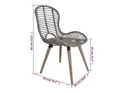 Juego de 4 sillas de comedor de ratán natural marrón