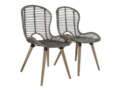 Juego de 4 sillas de comedor de ratán natural marrón