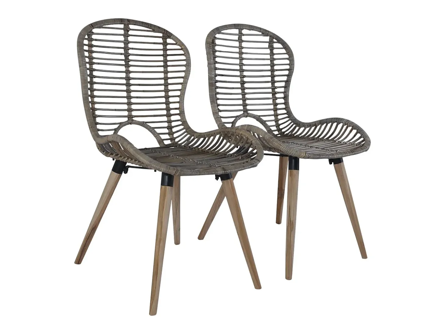Juego de 4 sillas de comedor de ratán natural marrón