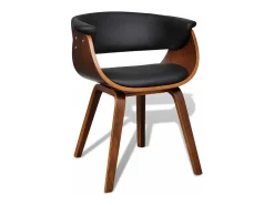 Juego de 2 Sillas de comedor madera curvada y cuero sintético ES851043