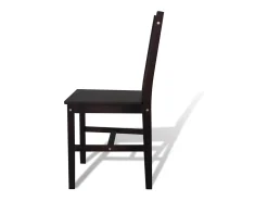 Juego de 6 sillas de comedor de madera de pino marrón oscuro