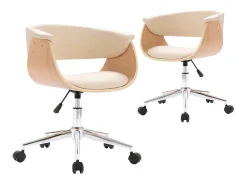 Juego de 2 Sillas de comedor giratorias cuero sintético color crema ES261052