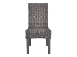 Juego de 2 Sillas de comedor ratán Kubu y madera mango marrón ES666871