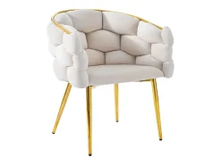 Juego de 6 sillas de comedor con reposabrazos, sillas de maquillaje - 62 x 46 x 74 cm - Patas de hierro dorado y terciopelo - Beige