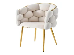 Juego de 6 sillas de comedor con reposabrazos, sillas de maquillaje - 62 x 46 x 74 cm - Patas de hierro dorado y terciopelo - Beige