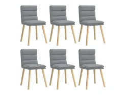 Juego de 6 sillas de comedor de tela gris claro