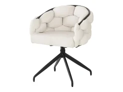Juego de 2 sillas de comedor giratorias con respaldo y estructura de metal negro - terciopelo beige