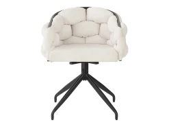 Juego de 2 sillas de comedor giratorias con respaldo y estructura de metal negro - terciopelo beige