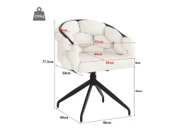 Juego de 2 sillas de comedor giratorias con respaldo y estructura de metal negro - terciopelo beige