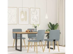 Juego de 4 sillas de comedor de tela gris claro