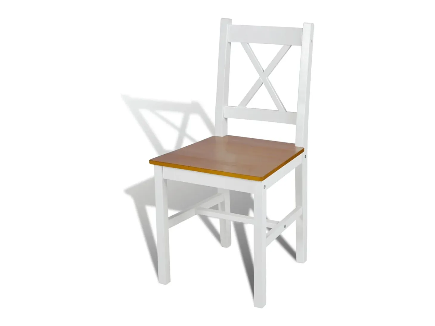 Juego de 4 sillas de comedor de madera de pino blanco