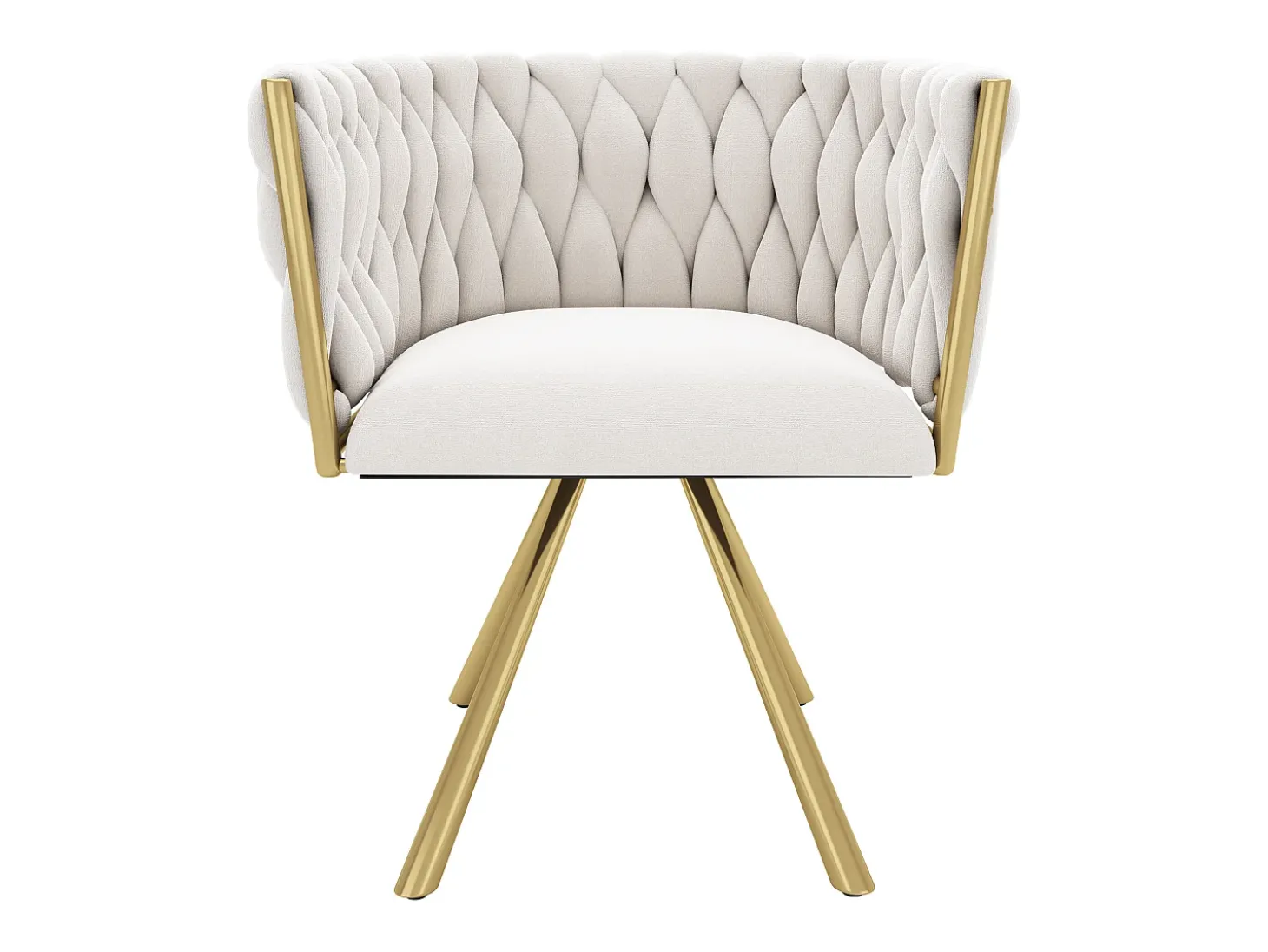 Juego de 4 sillas de comedor giratorias con reposabrazos - 59 x 54 x 72 cm - Terciopelo - Beige + Oro