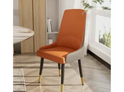 Juego de 2 sillas de comedor modernas sillón escandinavo silla de cocina cómoda en cuero 45.5x45x82cm - Naranja