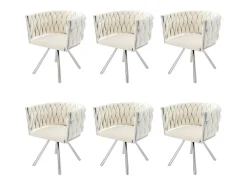 Juego de 6 sillas de comedor de terciopelo, sillas giratorias de lujo para salón y dormitorio, con patas de metal (62 x 60 x 57 cm)
