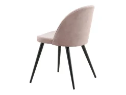 Juego de 2 sillas de comedor de terciopelo negro y rosa polvoriento con patas de metal recubiertas de polvo