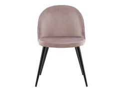 Juego de 2 sillas de comedor de terciopelo negro y rosa polvoriento con patas de metal recubiertas de polvo