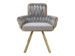Juego de 2 sillas de comedor de terciopelo, giratorias 360° y base de metal – gris