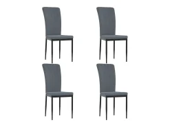 Juego de 4 sillas de comedor en terciopelo gris oscuro