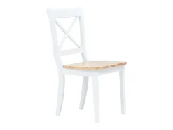 Juego de 4 sillas de comedor de madera maciza de caucho blanco y claro