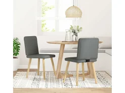 Juego de 2 sillas de comedor de tela gris oscuro