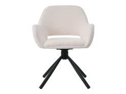 Juego de 2 sillas de comedor giratorias tapizadas en tela sherpa - 60 x 60 x 80 cm - con reposabrazos - blancas