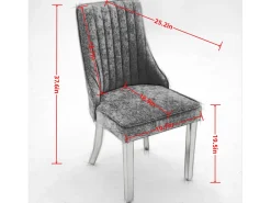 Juego de 2 sillas de comedor - Sillas con patas de acero inoxidable galvanizado en oro y respaldos acolchados - chenilla negra