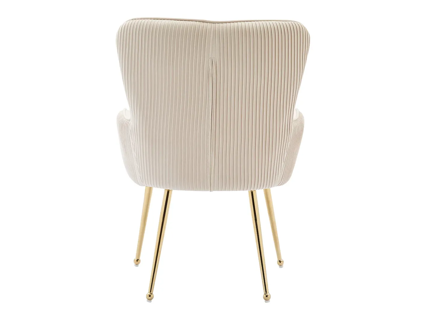 Juego de 2 sillas de comedor de terciopelo - con reposabrazos y patas de metal dorado - beige