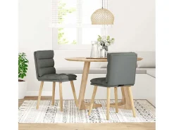 Juego de 2 sillas de comedor de tela gris oscuro