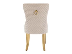 Juego de 2 sillas de comedor - Silla tapizada con tachuelas decorativas y patas de metal dorado - terciopelo beige
