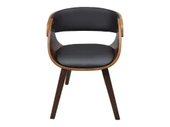Juego de 4 sillas de comedor de madera curvada marrón y piel sintética.