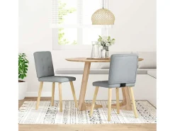 Juego de 2 sillas de comedor de tela gris claro