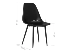 Juego de 4 sillas de comedor negras PP