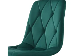 Juego de 4 sillas de comedor de diseño, terciopelo sarga, respaldo alto, estructura de metal, patas de metal, verde oscuro (45 x 40 x 86 cm)