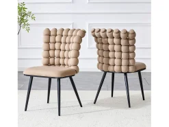 Juego de 2 sillas de comedor - patas de metal - terciopelo - camel
